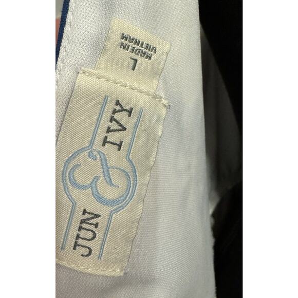 Jun And Ivy Dress Large Toile Cottage Core Coastal Blue Floral White Classic - Picture 7 of 8